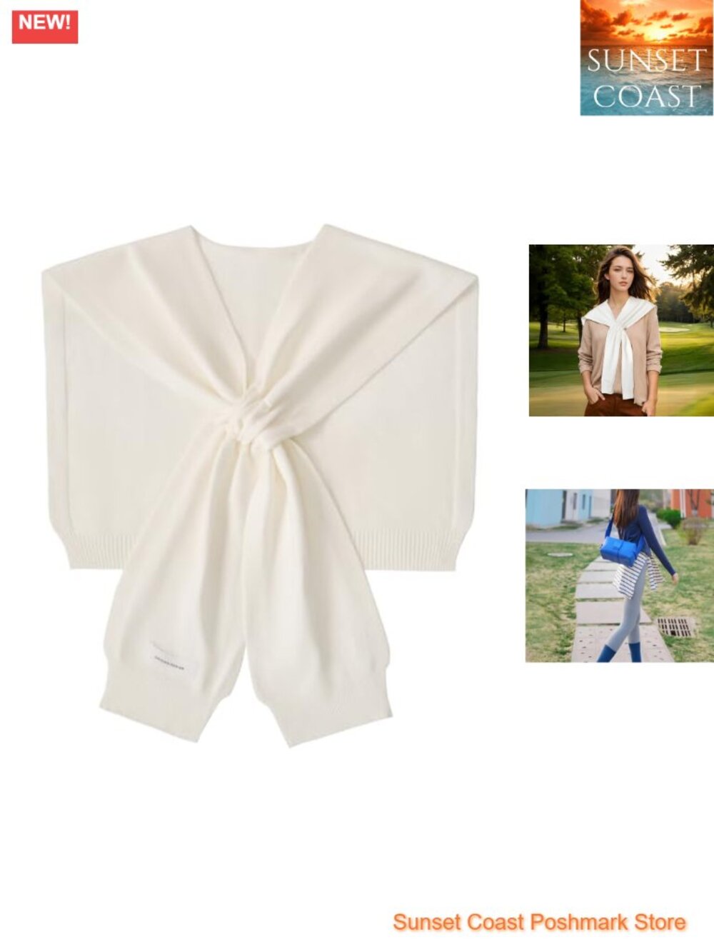 Knitted Sweater Shawl Wrap with Sleeves Shoulder Cape Scarf Women's Lightweight